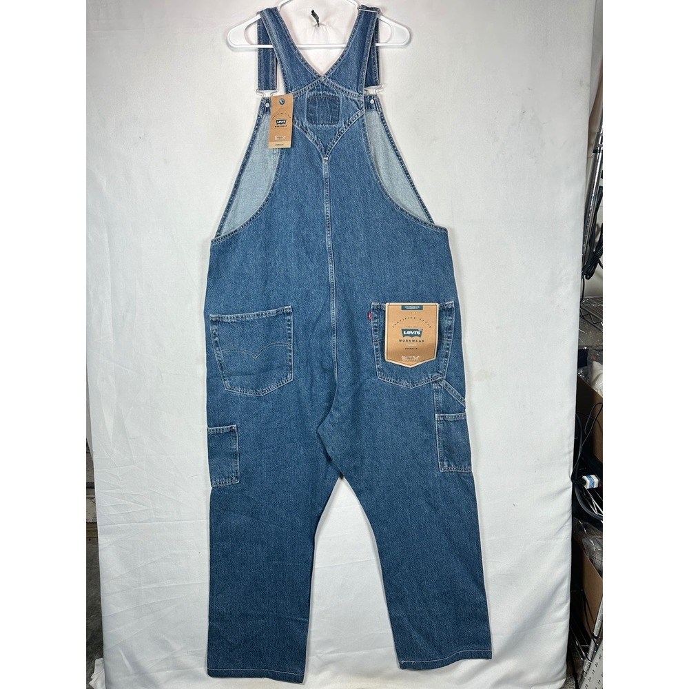 Levis Workwear Mens Denim Overalls Size 2XL Medium Wash Blue Utility Bibs NWT